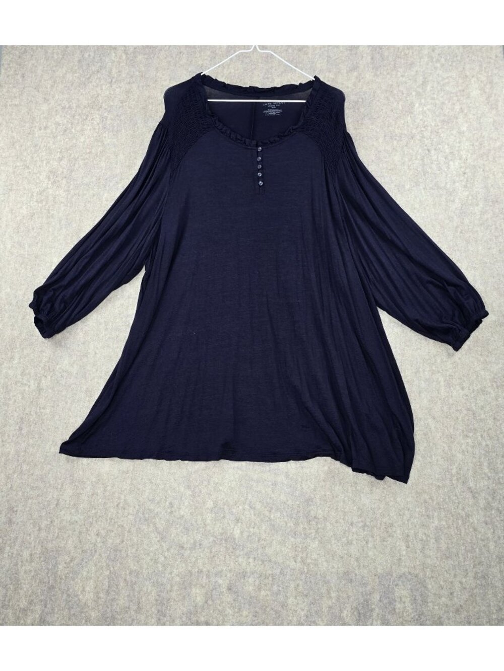 Lane Bryant Womens Swing Tee Navy Blue Size 26/28 Rayon Blend 3/4 Sleeve Pre-Own